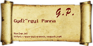 Györgyi Panna névjegykártya
